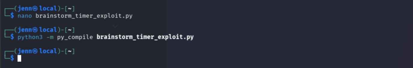 python3 -m py_compile returning no output, syntax check passed